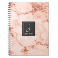 Notebook Dourado Rosa Marble Monograma