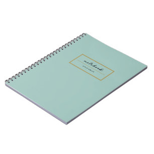 Caderno Espiral Notebook Dourado verde monograma profissional