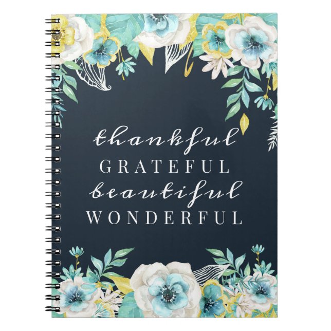 Caderno Espiral Notebook e Diário Inspiron Quote Floral (Frente)