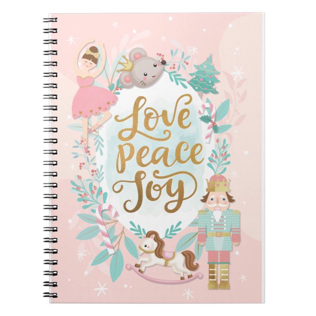 Caderno Espiral Notebook e Diário Nutcracker Ballerina, cor-de-ros (Frente)
