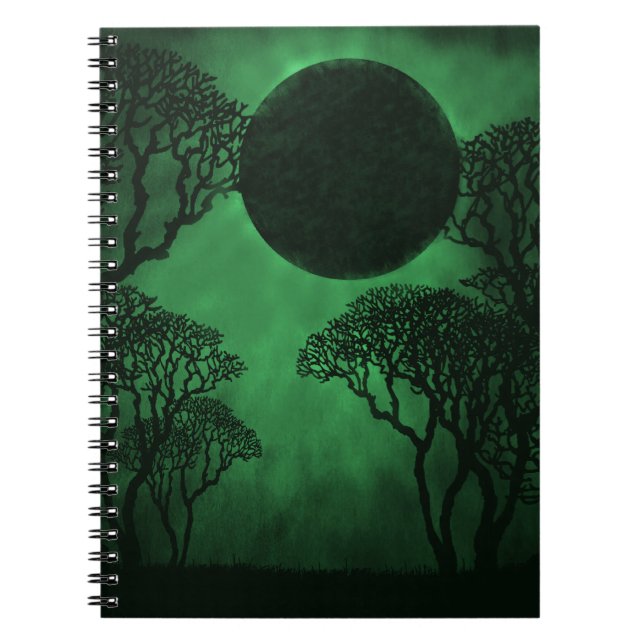 Caderno Espiral Notebook Eclipse de Floresta Escura, Verde (Frente)