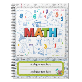 Caderno Espiral Notebook editável de volta à escola de matemática