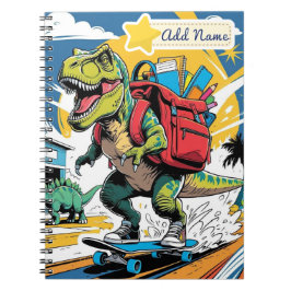 Caderno Espiral Notebook editável para a escola de dinossauro - mo