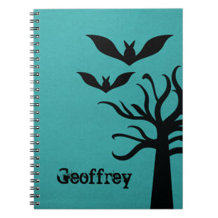 Caderno Espiral Notebook Eerie Bats Halloween, Aqua