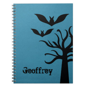 Caderno Espiral Notebook Eerie Bats Halloween, Azul