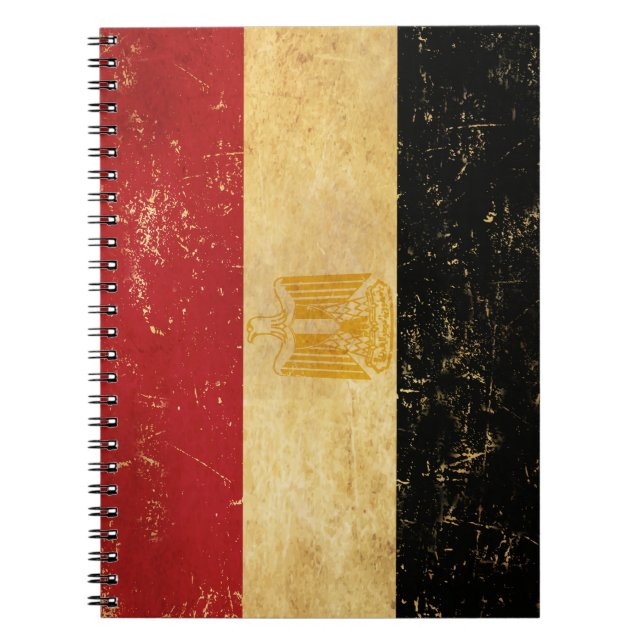 Caderno Espiral Notebook Egypt Flag Vintage Grunge Design (Frente)