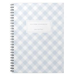 Caderno Espiral Notebook Elegante Baby Blue Buffalo Xadrez