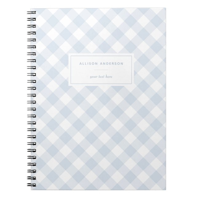 Caderno Espiral Notebook Elegante Baby Blue Buffalo Xadrez (Frente)