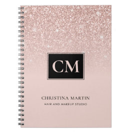 Caderno Espiral Notebook Elegante Blush Link Ombre Monograma
