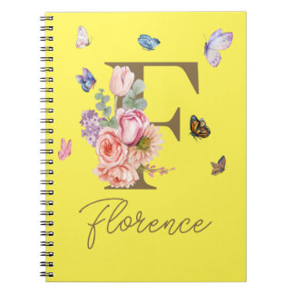 Caderno Espiral Notebook Elegante Borboleta Inicial