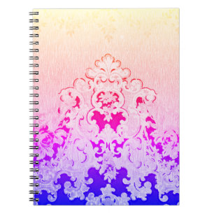 Caderno Espiral Notebook Elegante Colorido Florado Rico Arco-Íris