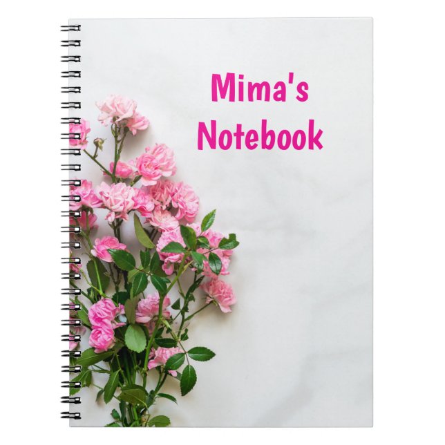 Caderno Espiral Notebook elegante com nome personalizado rosa (Frente)