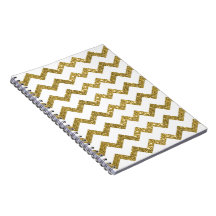 Notebook Elegante Dourado Glitter & White Strips