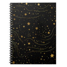 Notebook Elegante Dourado Starry Night