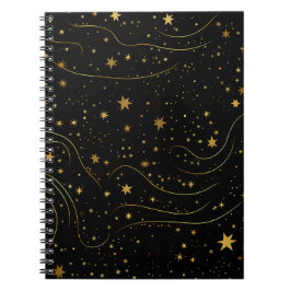 Caderno Espiral Notebook Elegante Dourado Starry Night