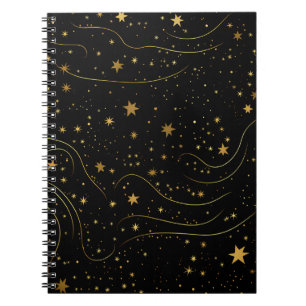 Caderno Espiral Notebook Elegante Dourado Starry Night