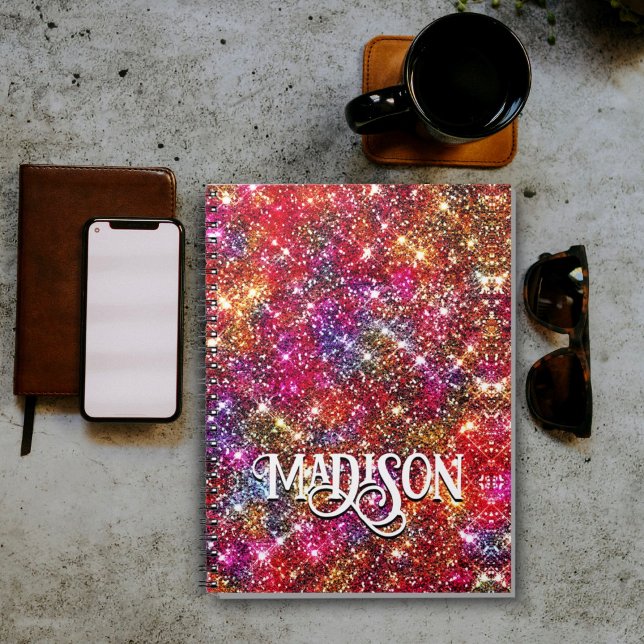 Caderno Espiral Notebook elegante, falso colorido Glitter (Criador carregado)