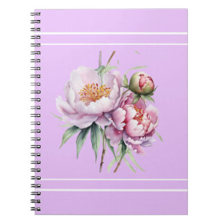 Caderno Espiral Notebook Elegante Floral Peony Spiral - Lilac