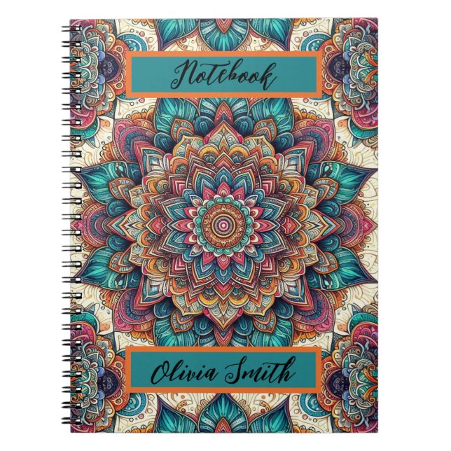 Caderno Espiral Notebook Elegante Mandala Spiral (Frente)