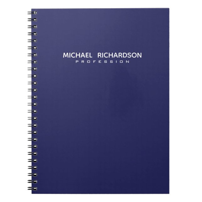 Caderno Espiral Notebook Elegante Masculino Azul Branco Personaliz (Frente)