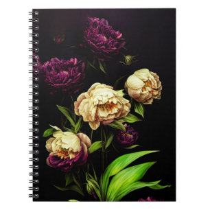 Caderno Espiral Notebook Elegante Peonies & Rosas Espiral