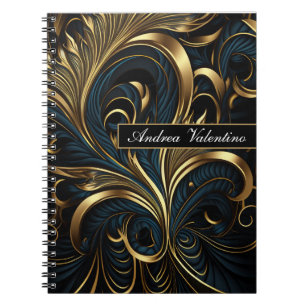 Caderno Espiral Notebook Elegante preto e Dourado