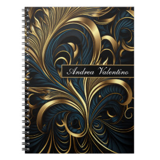 Caderno Espiral Notebook Elegante preto e Dourado