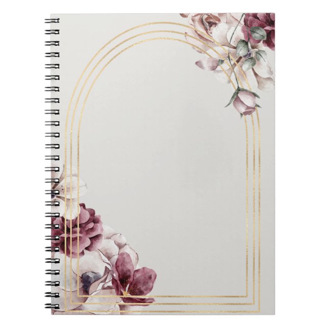 Caderno Espiral Notebook Elegante Rosa Dourado Arch | Na moda (Frente)