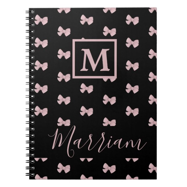 Caderno Espiral Notebook Elegante, rosa e preto personalizado (Frente)