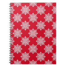 Notebook Elegante Snowflake, vermelho e branco