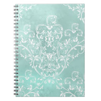 Notebook Elegante Teal Damask