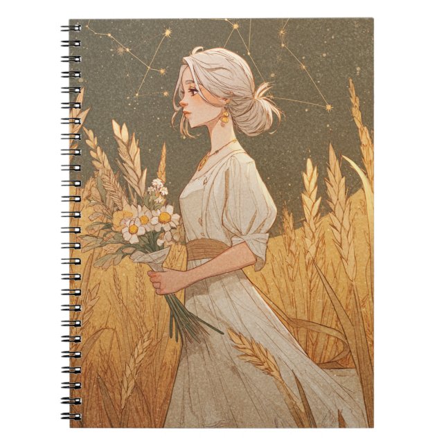 Caderno Espiral Notebook Elegante Virgo Zodiac (Frente)