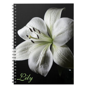 Caderno Espiral Notebook Elegante White Lily *personalize*