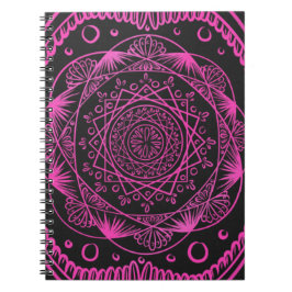Caderno Espiral Notebook Elétrico Rosa Mandala