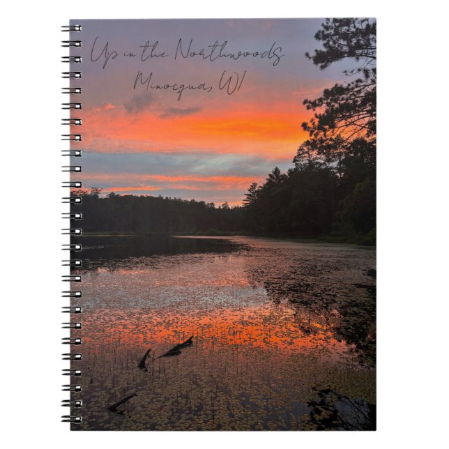 Caderno Espiral Notebook em Northwoods Lake Photo (Frente)