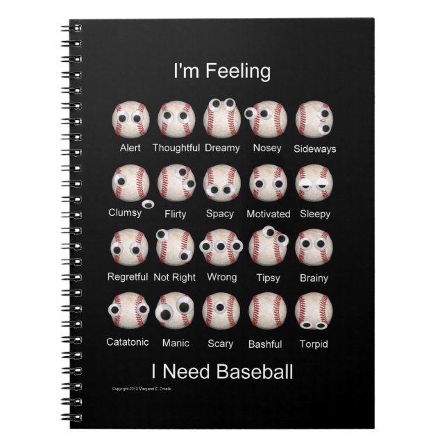 Caderno Espiral Notebook Emoções de Baseball (Frente)