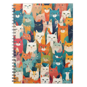 Caderno Espiral Notebook encantador de colagem de gatos - Design v