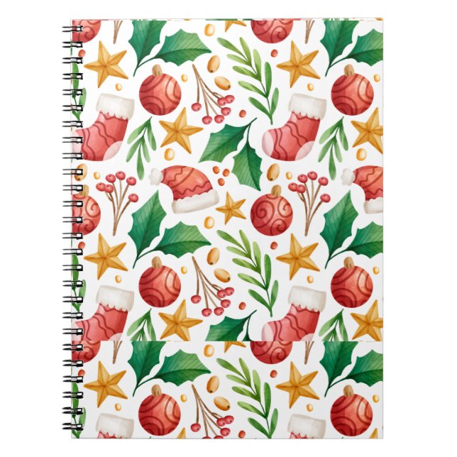 Caderno Espiral Notebook enfeites de natal (Frente)