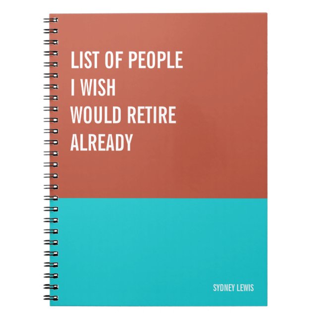 Caderno Espiral Notebook engraçado, Diário humorístico Escrevendo, (Frente)