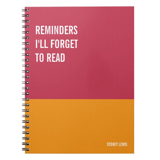 Caderno Espiral Notebook engraçado, Diário humorístico Escrevendo, (Frente)