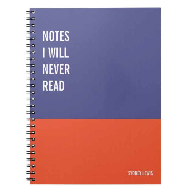 Caderno Espiral Notebook engraçado, Diário humorístico Escrevendo, (Frente)