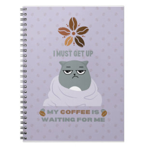 Caderno Espiral Notebook Engraçado e Engraçado com café em branco
