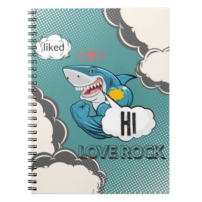 Caderno Espiral Notebook Engraçado - HI, AMOR ROC (Frente)