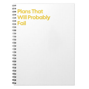 Caderno Espiral Notebook engraçado "Planos que falham"
