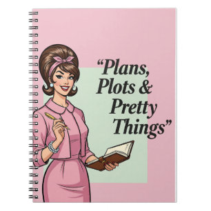 Caderno Espiral Notebook Engraçado Vintage para Mulheres - Retro F