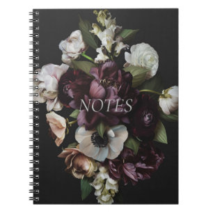 Caderno Espiral Notebook Escuro Floral Devotado