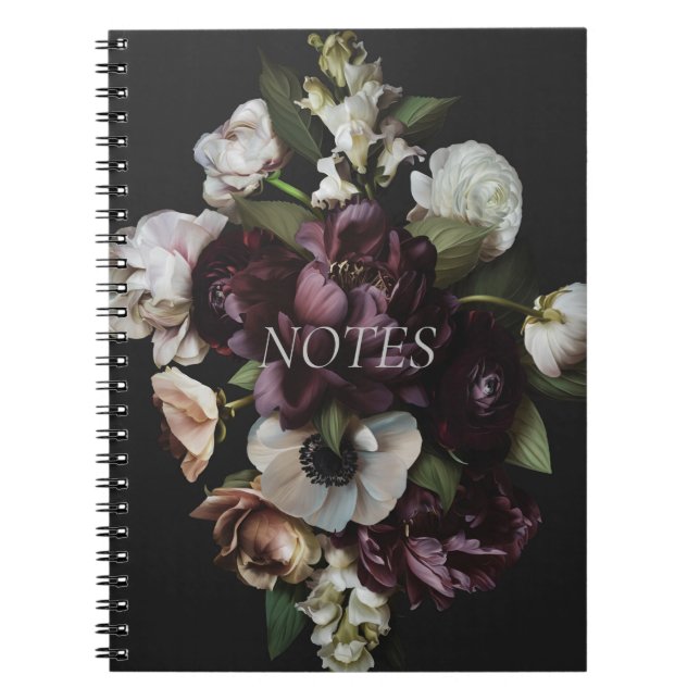 Caderno Espiral Notebook Escuro Floral Devotado (Frente)