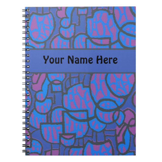Caderno Espiral Notebook espiral Abstrato magenta azul personalizá (Frente)