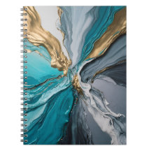 Notebook espiral azul-Dourado moderno Elegante