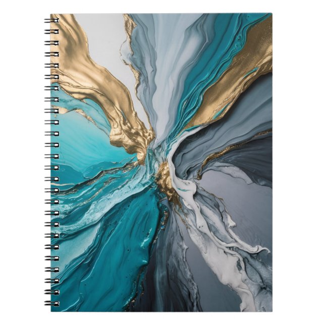 Caderno Espiral Notebook espiral azul-Dourado moderno Elegante (Frente)